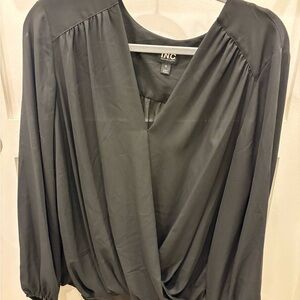 INC Black Draped Blouse Size XL NWT